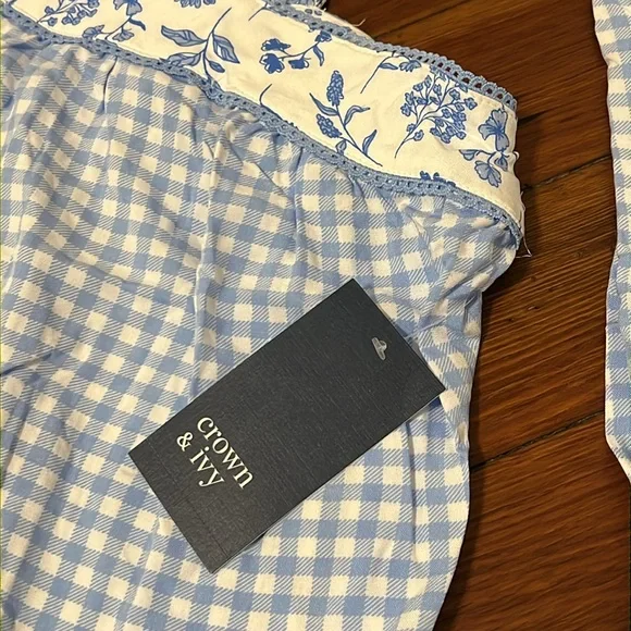 Crown & Ivy Light Blue Gingham Pajama Set - Picture 5 of 14